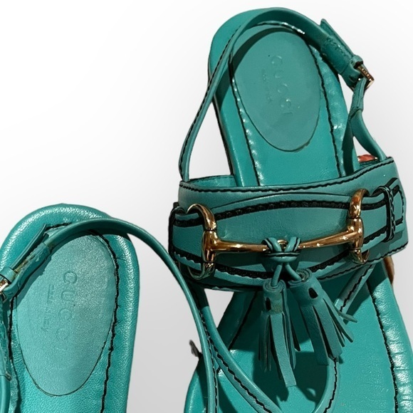 Gucci Horse Bit Sandal Tassel Thong Teal - Picture 3 of 13